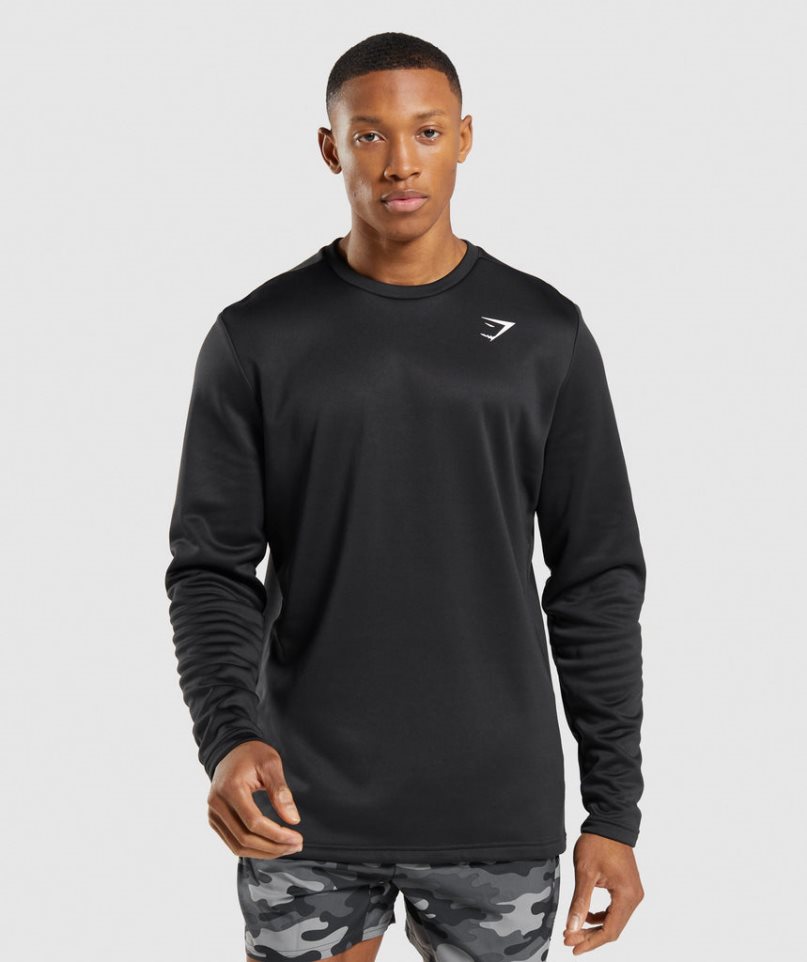 Men\'s Gymshark Arrival Crew Sweatshirts Black | CA 07316D